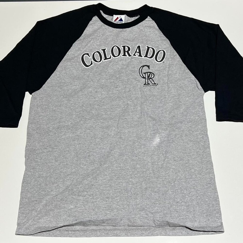 Grey And Black Colorado Rockies baseball tee